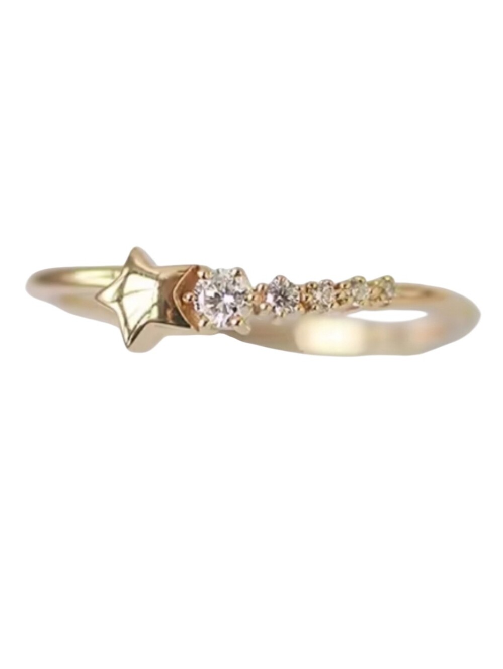 ▪︎Dainty Gold Star CZ Pave Stacking Ring 925 Sterling Silver Size 8; NWOT